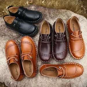 Fashionable men's shoes  spring and autumn breathable comfortable outdoor lace business casual leather tooling shoes