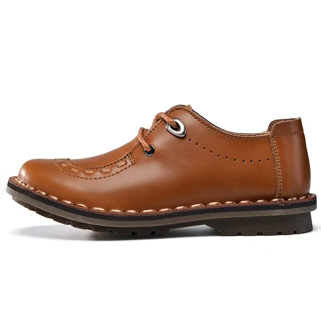 Fashionable men's shoes  spring and autumn breathable comfortable outdoor lace business casual leather tooling shoes