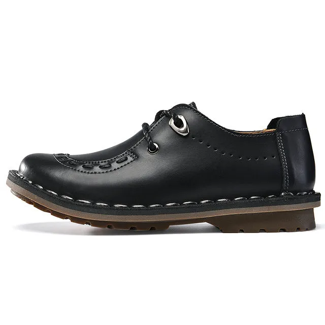 Fashionable men's shoes  spring and autumn breathable comfortable outdoor lace business casual leather tooling shoes