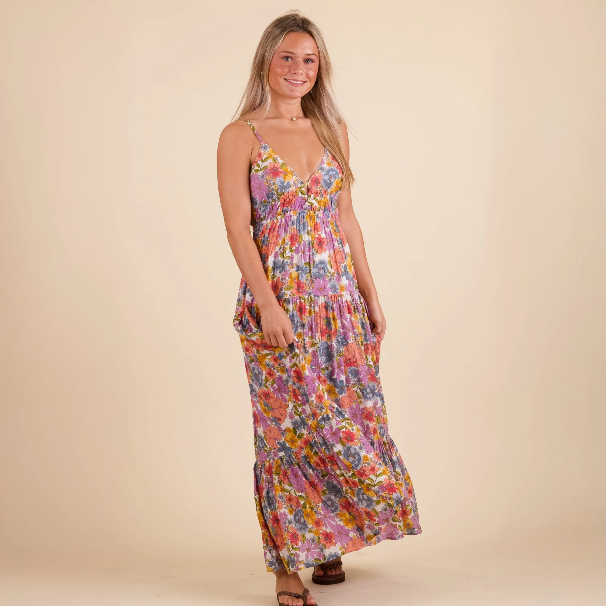 Floral Princess Cut Maxi Dress