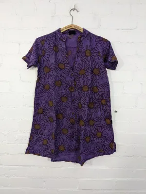 Flower Print Stonewashed Short Sleeve Dress