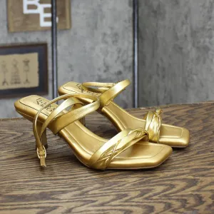 Franco Sarto Womens Belle Heels Sandals Shoes E5886S2 Gold Yellow 6M