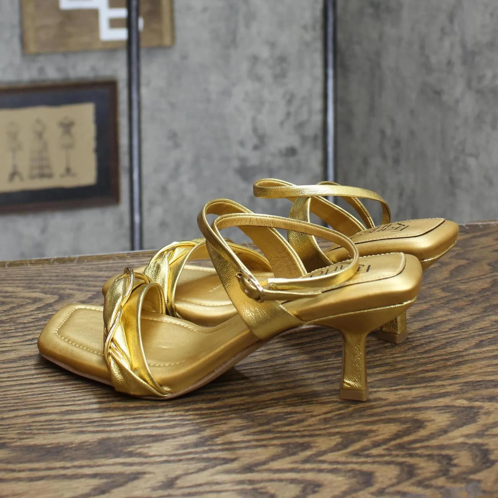 Franco Sarto Womens Belle Heels Sandals Shoes E5886S2 Gold Yellow 6M