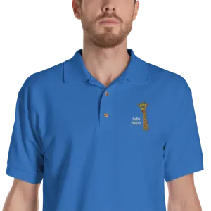 Friendly Giraffe Embroidered Men's Polo Shirt