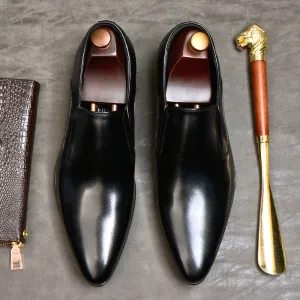 Genuine Leather Formal Business Casual Leather Shoes Men's Top Layer Cowhide Breathable Fashion Pointed-Toe Wedding Shoes25835