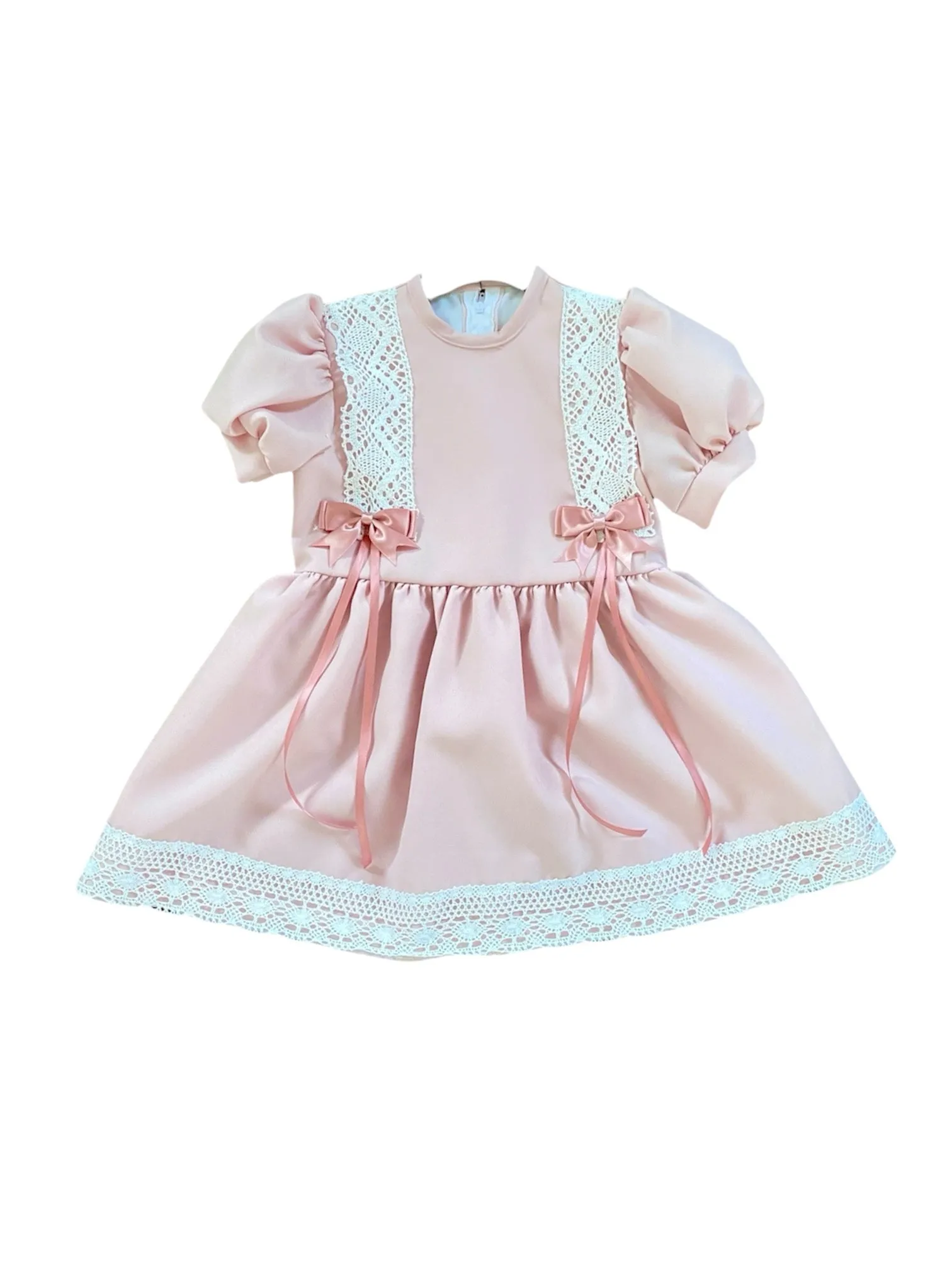 Girls Handmade Drop Waist Dress - Pink