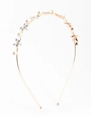 Gold Pearl Diamante Detail Headband