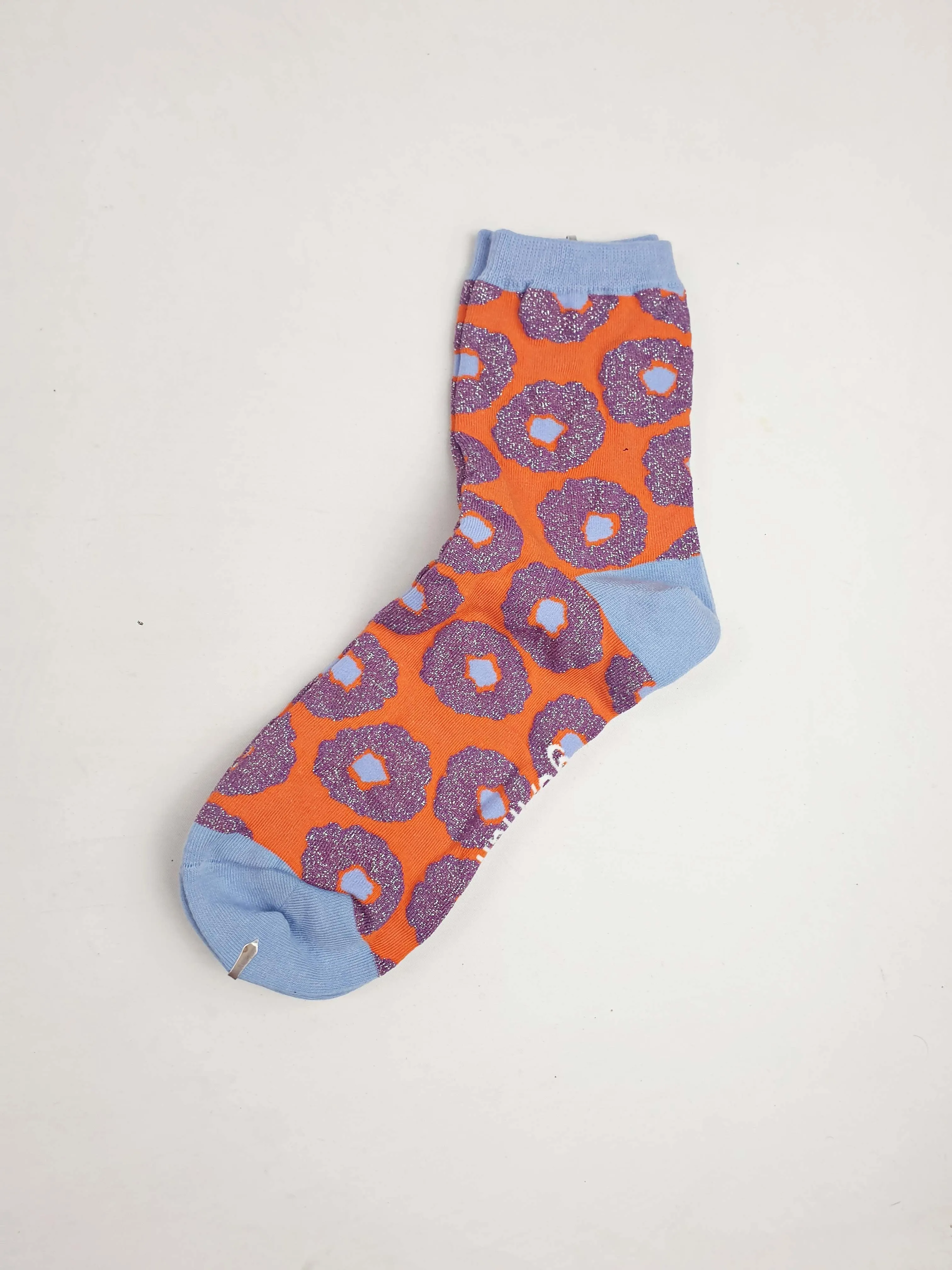Gorman orange and blue flower print socks one size