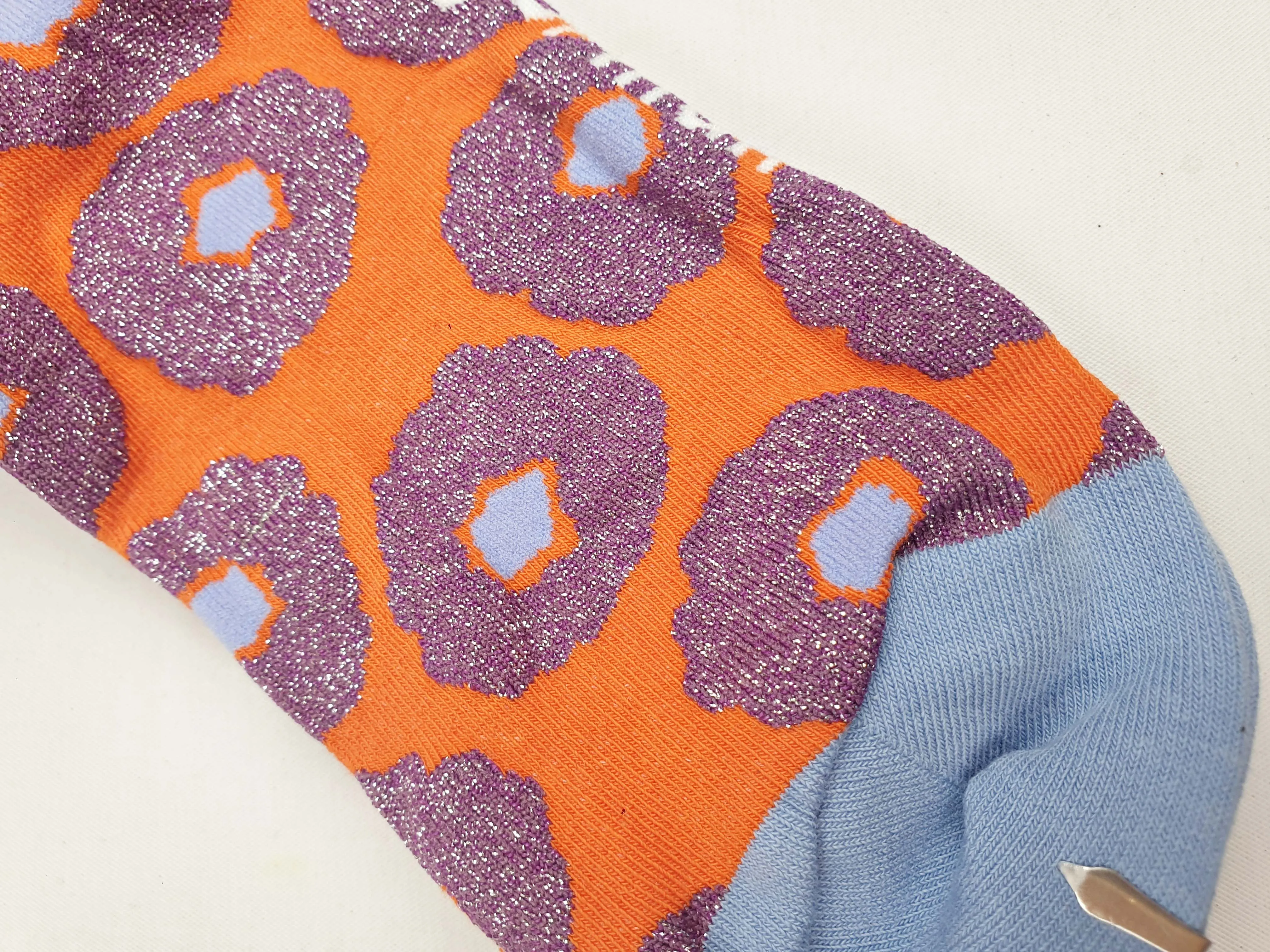 Gorman orange and blue flower print socks one size