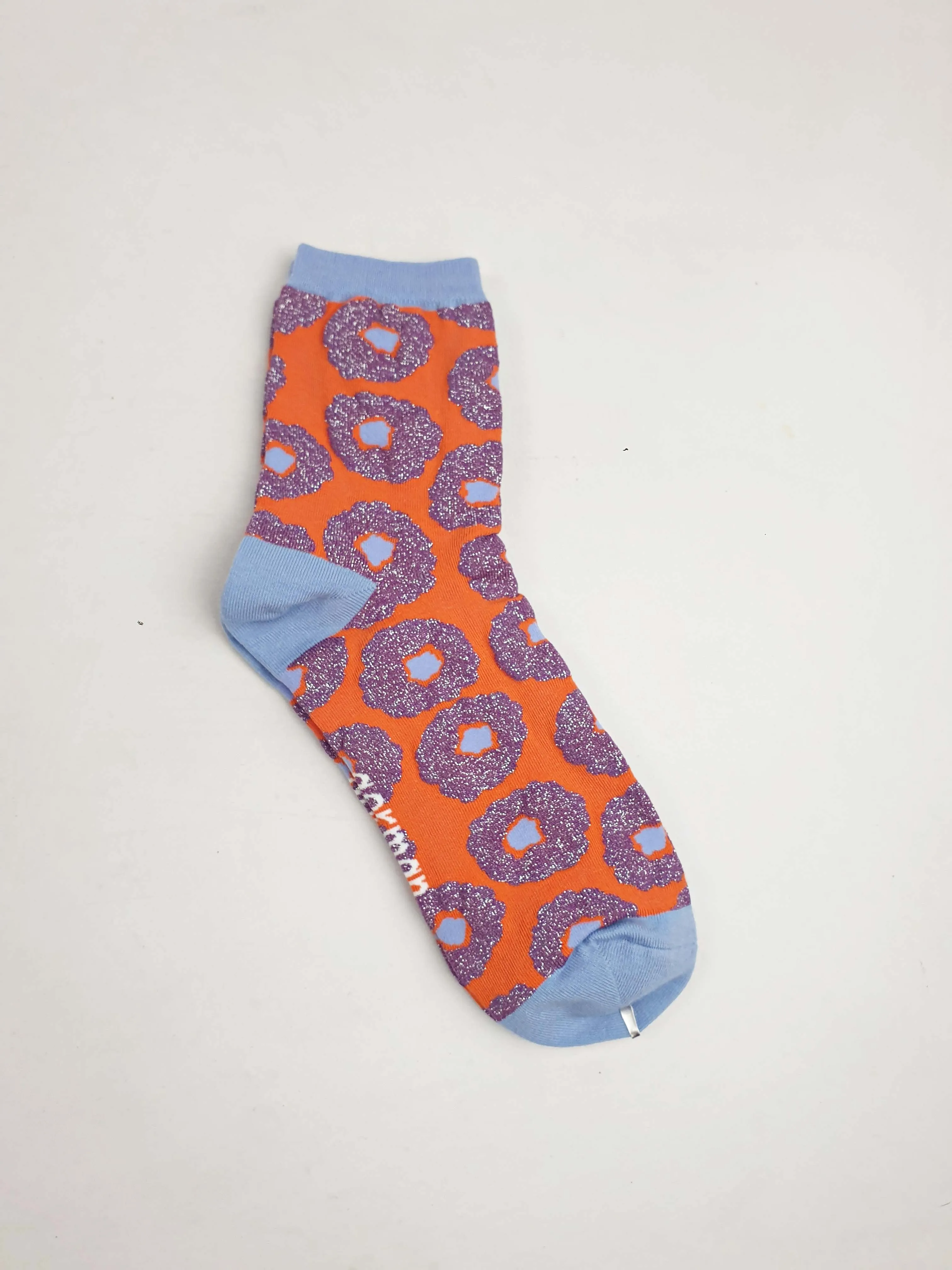 Gorman orange and blue flower print socks one size