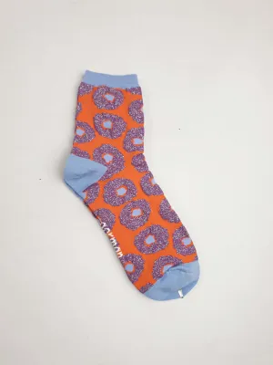 Gorman orange and blue flower print socks one size