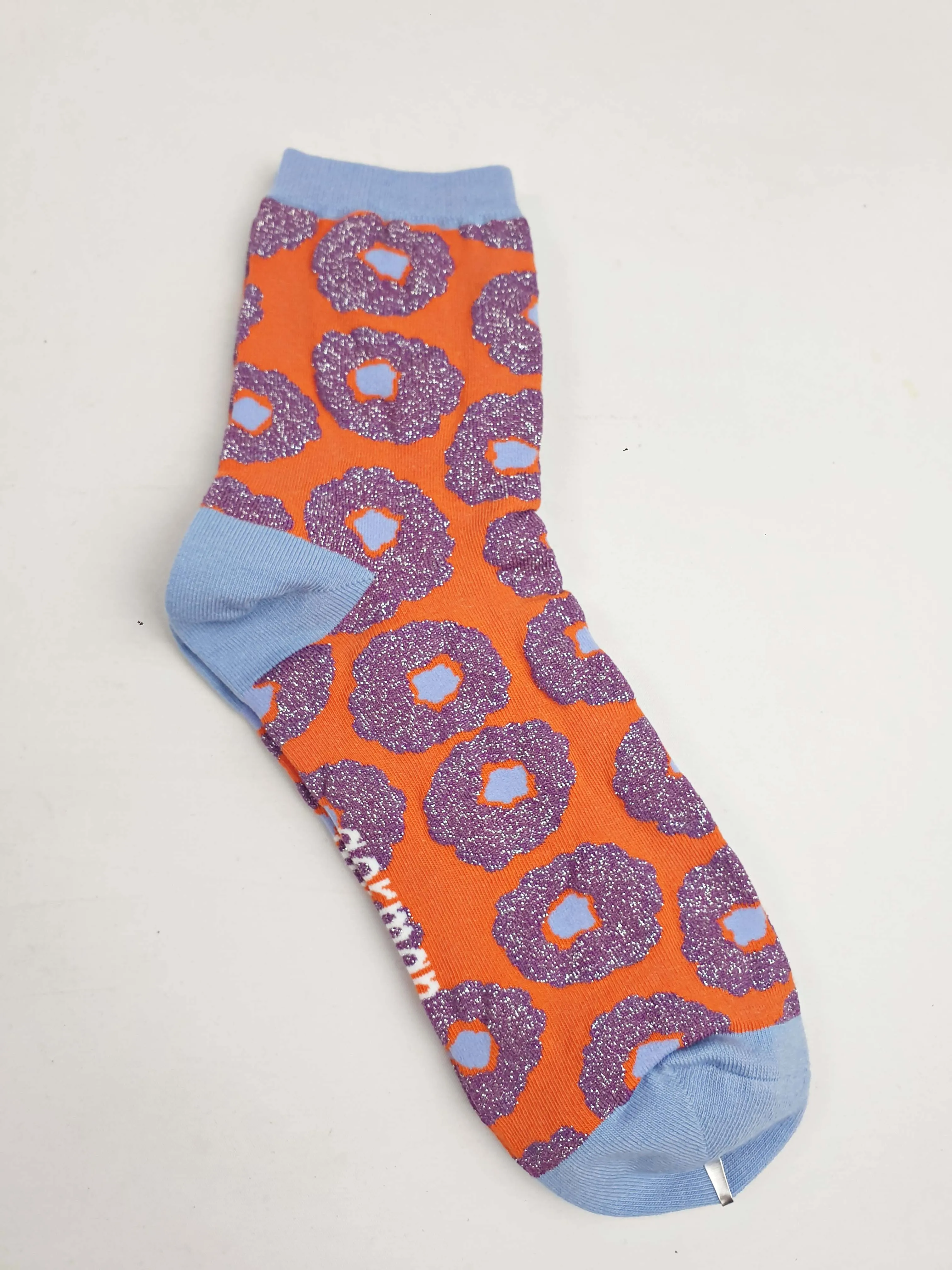 Gorman orange and blue flower print socks one size