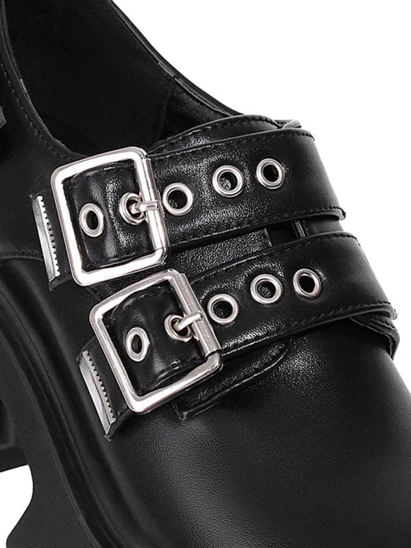Gothic Lolita Footwear Black PU Leather Round Toe Lolita Shoes