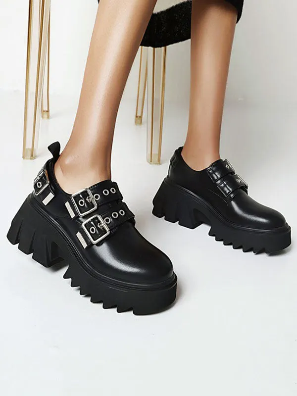 Gothic Lolita Footwear Black PU Leather Round Toe Lolita Shoes