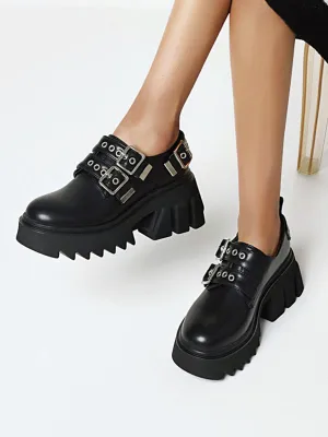 Gothic Lolita Footwear Black PU Leather Round Toe Lolita Shoes