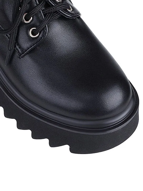 Gothic Lolita Footwear Black Round Toe Chunky Heel PU Leather Lolita Pumps