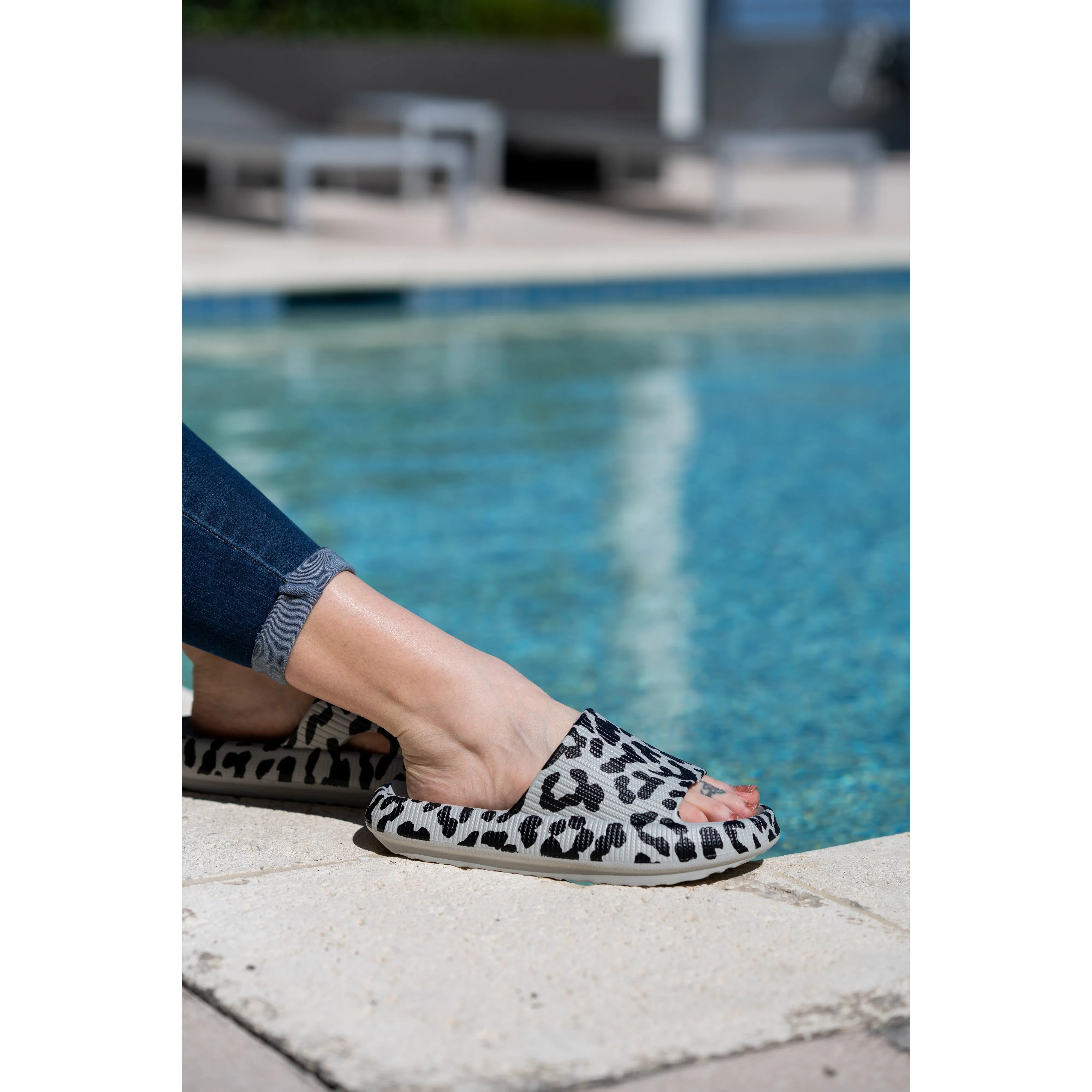 Gray Leopard Insanely Comfy Casual Slides