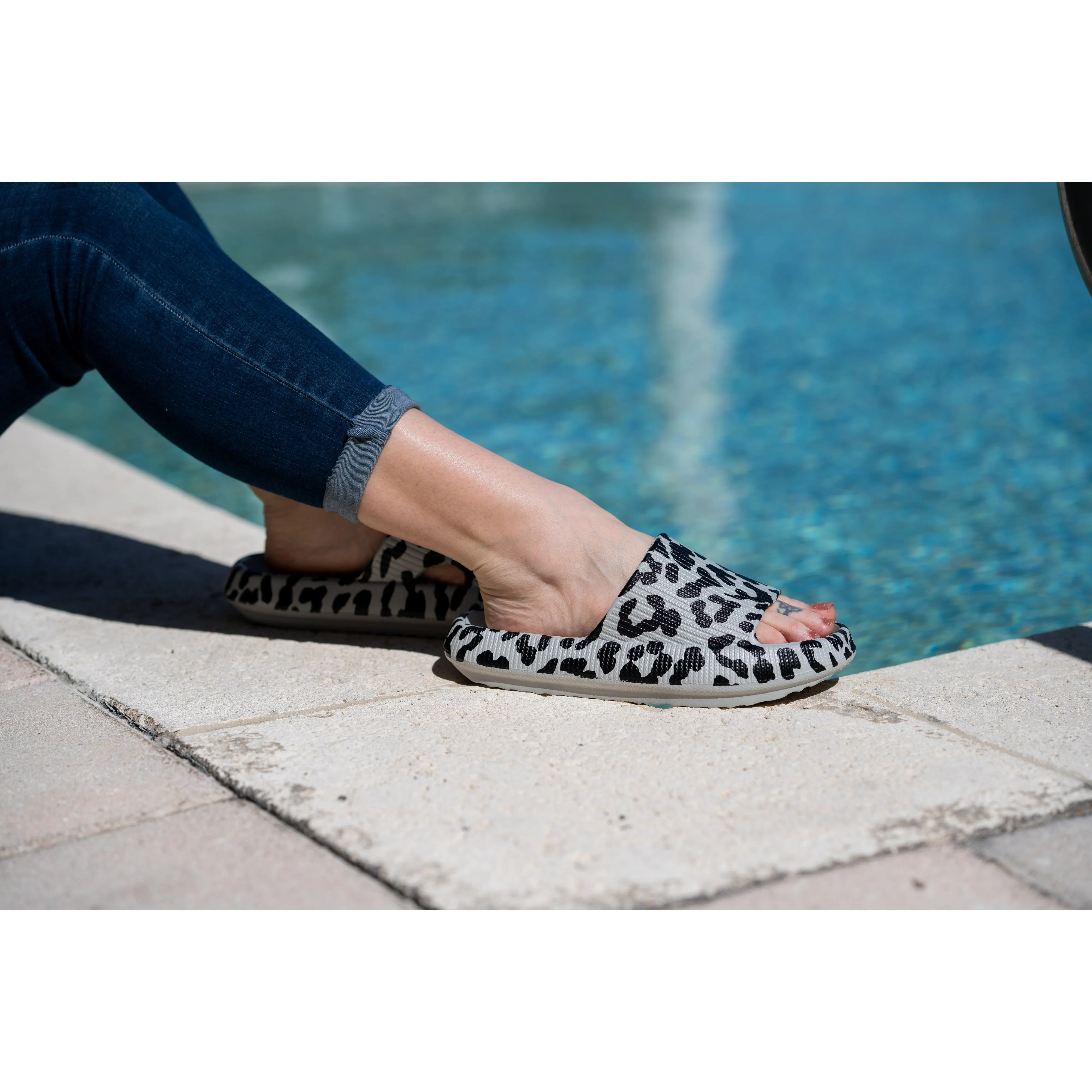 Gray Leopard Insanely Comfy Casual Slides