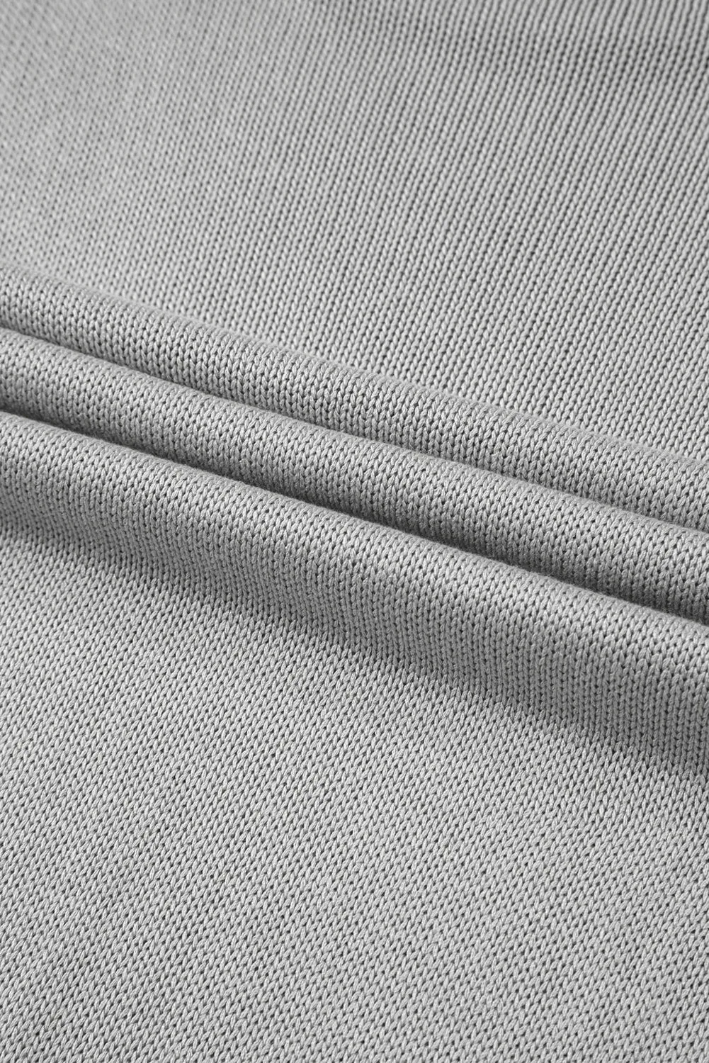 Gray Solid Color Thumbhole Sleeve Ribbed Edge Sweater