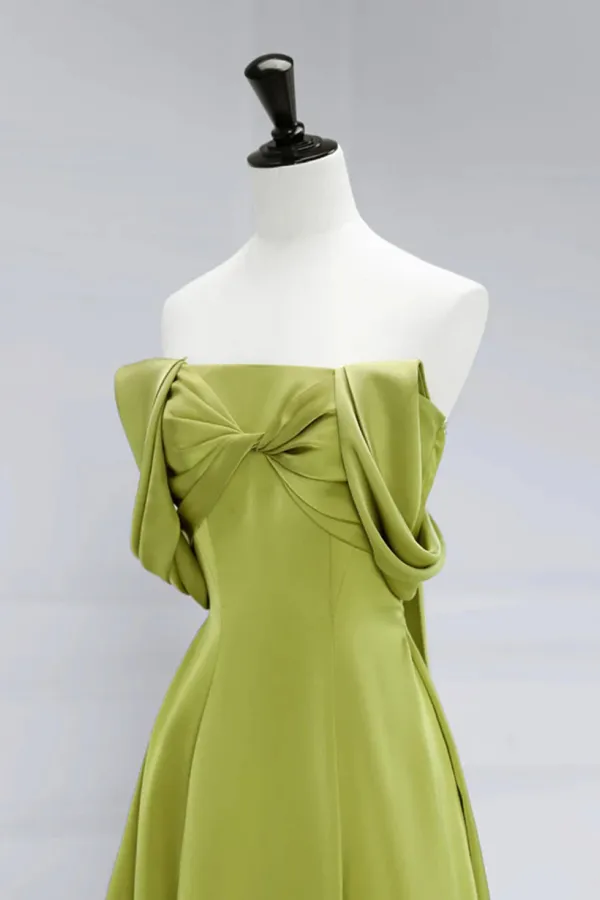 Green A Line Satin Long Party Dress, Green Evening Dress Prom Dress APP0930