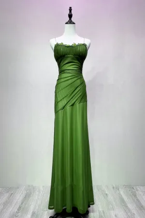 Green Straps Lace Up Formal Dress Evening Dress, Green Spandex Prom Dress APP0903
