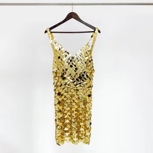 Handmade Glitter Squamous Sequins Patchwork Rave Party Midi Dress