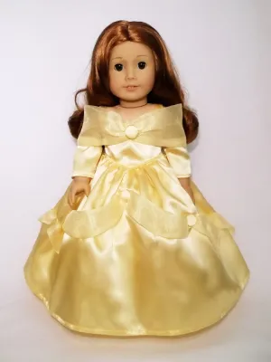 Handmade Princess Belle dress for American Girl doll and 18" Dolls.