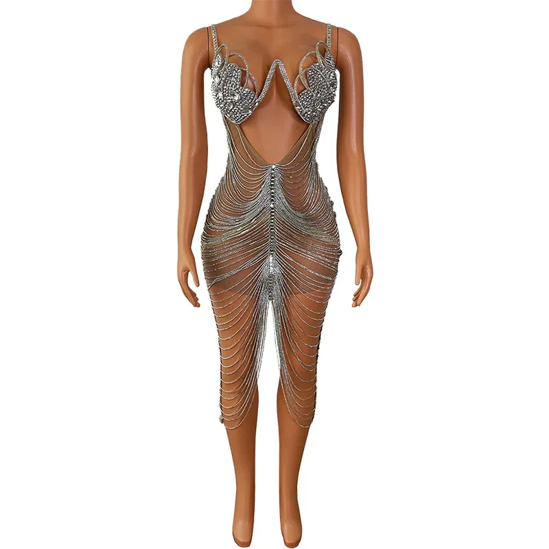 Handmade Top Luxury Leotard Crystal Bodysuit