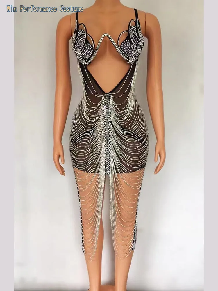Handmade Top Luxury Leotard Crystal Bodysuit