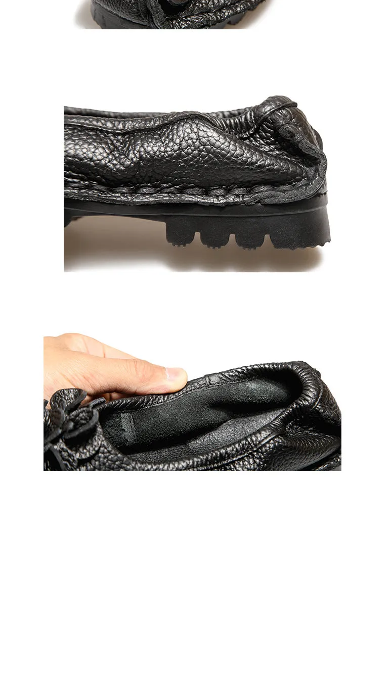 Handmade Women Shoes Retro Comfortable Leather Soft Sole Flower Shoes