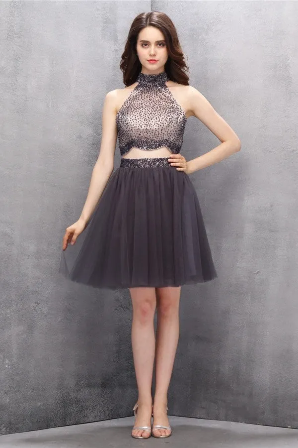 Handmade Zipper Back Short Modest Tulle Homecoming Dress K588