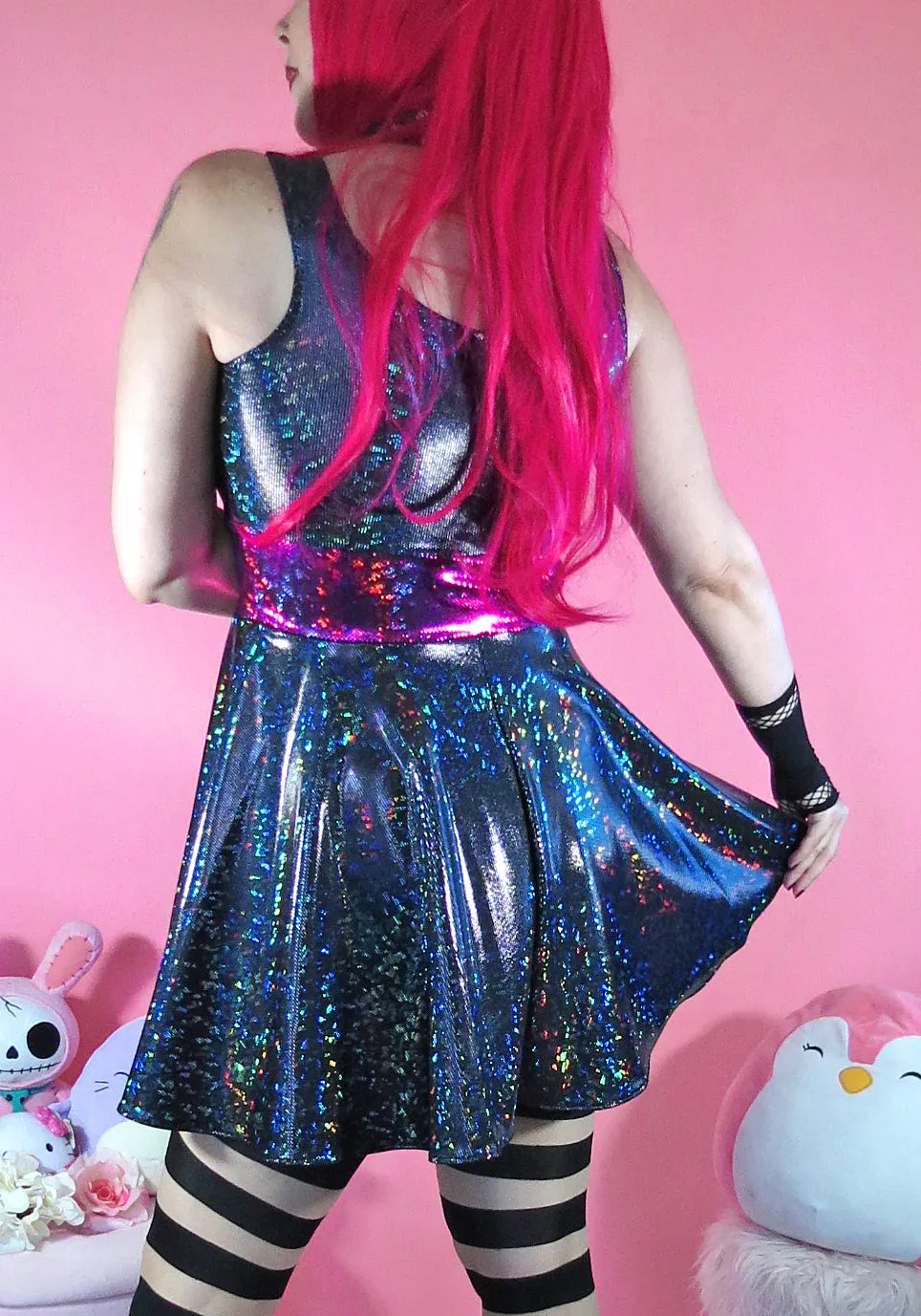 Holographic Black Fuchsia Alien Dress