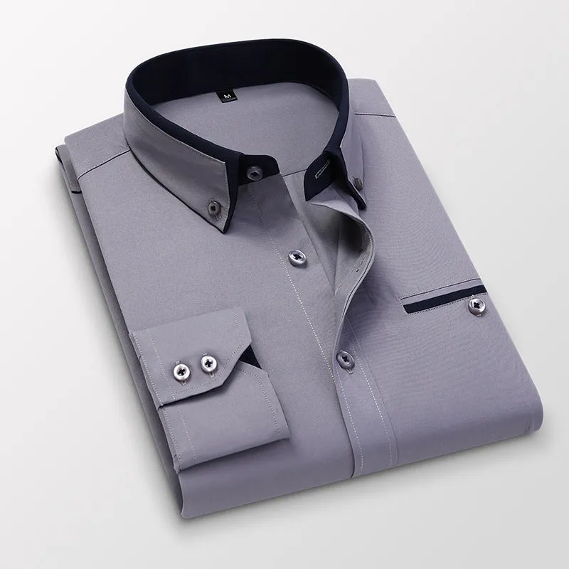 INSTOCK- business long-sleeved Korean style plaid casual slim fit