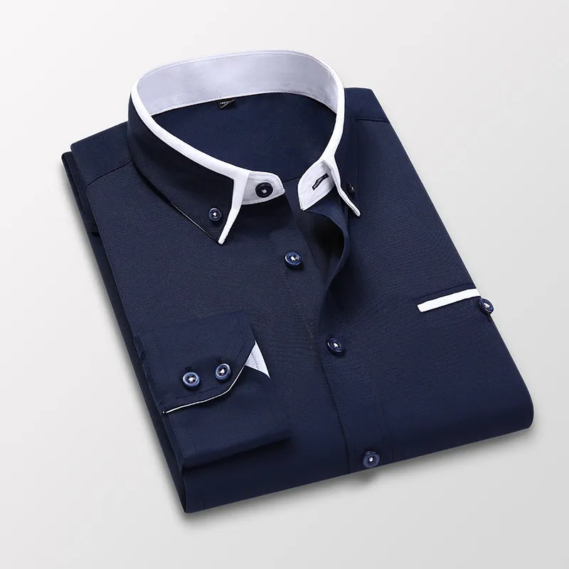 INSTOCK- business long-sleeved Korean style plaid casual slim fit