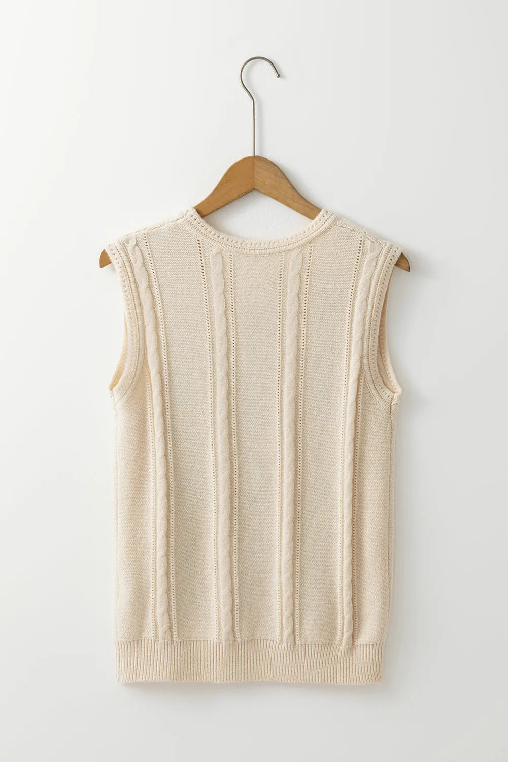 Jet Stream Embroidered Floral Cable Knit Sweater Vest