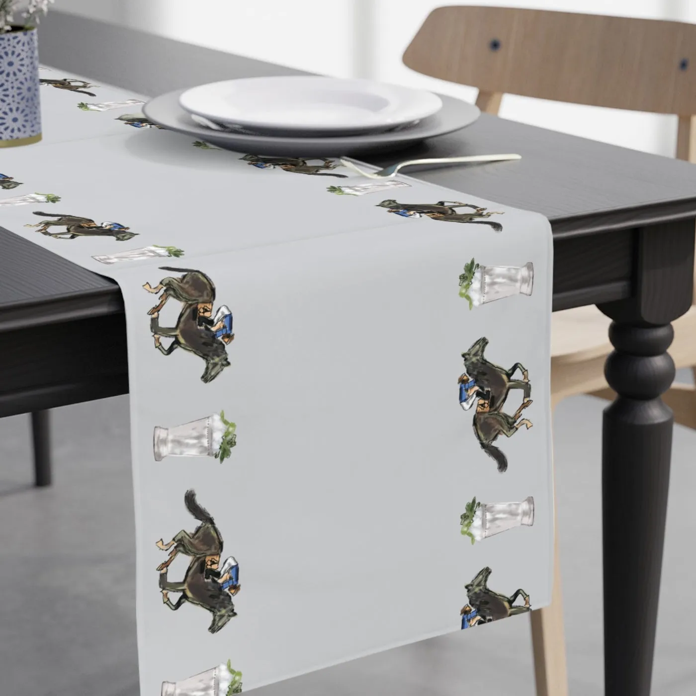 Jockeys & Juleps Paper Table Runner - Grey