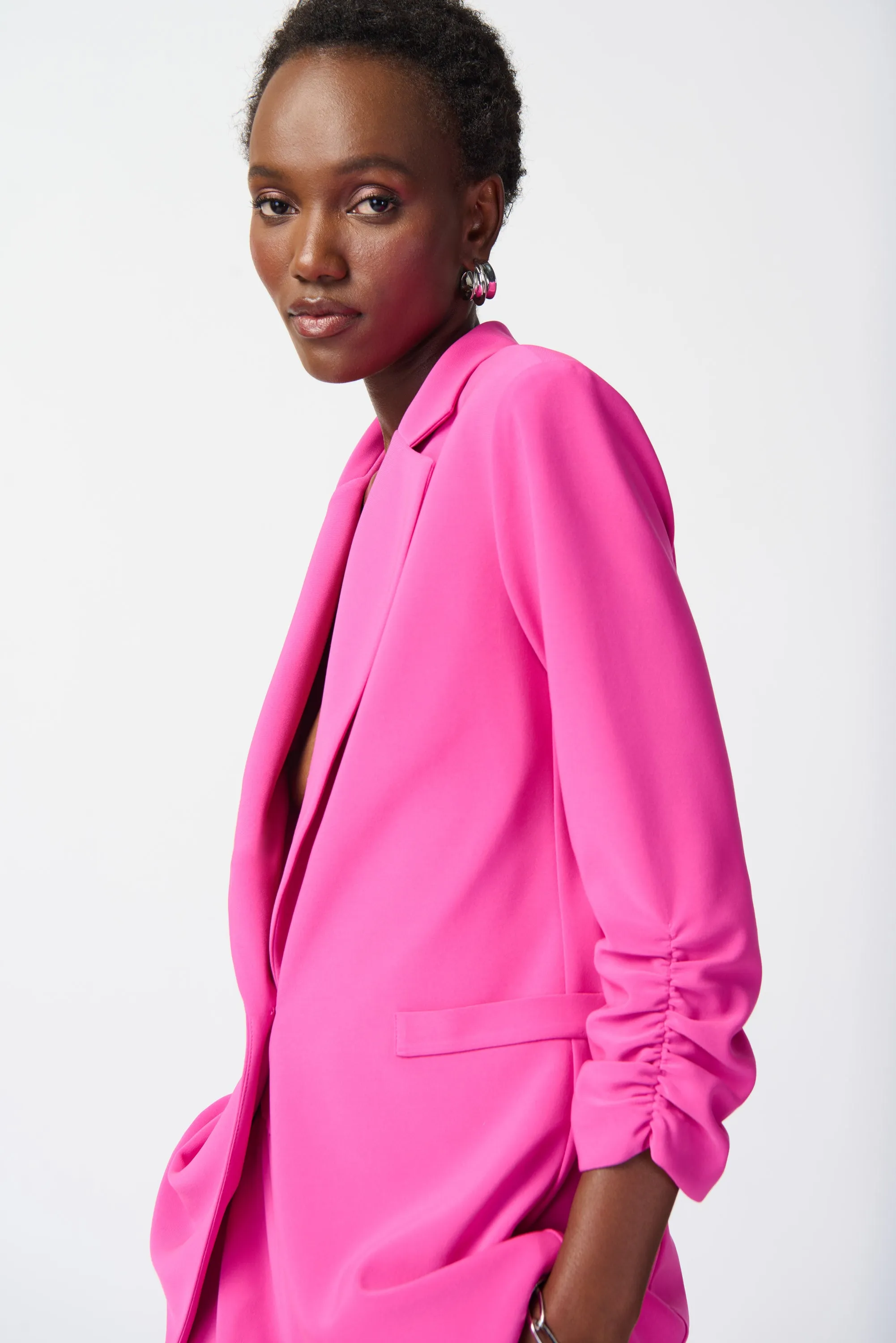 Joseph Ribkoff Silky Knit Blazer with Shirred Sleeves
