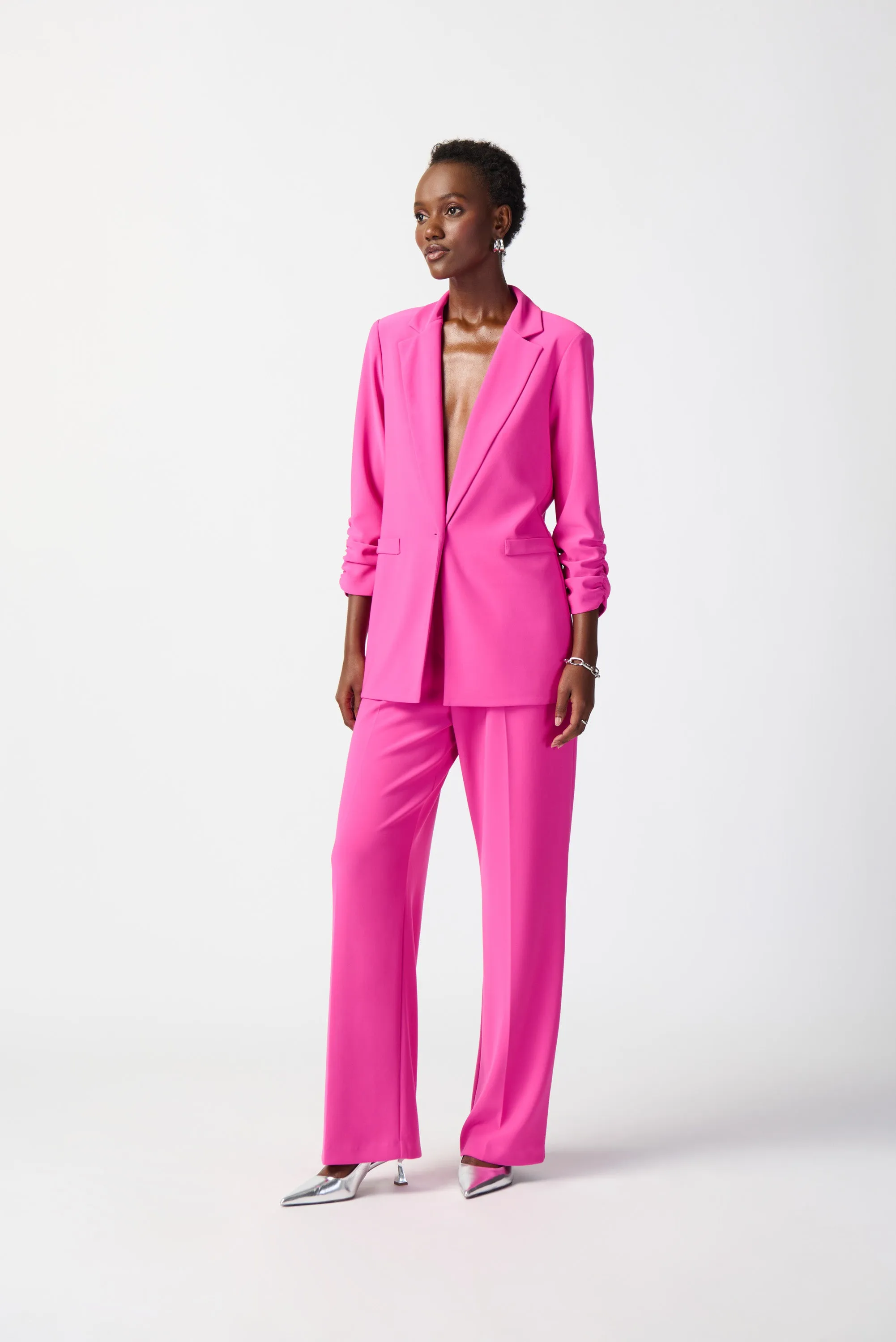 Joseph Ribkoff Silky Knit Blazer with Shirred Sleeves