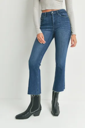 JUSTUSA HR Tonal Crop Flare Jean - Dk Denim