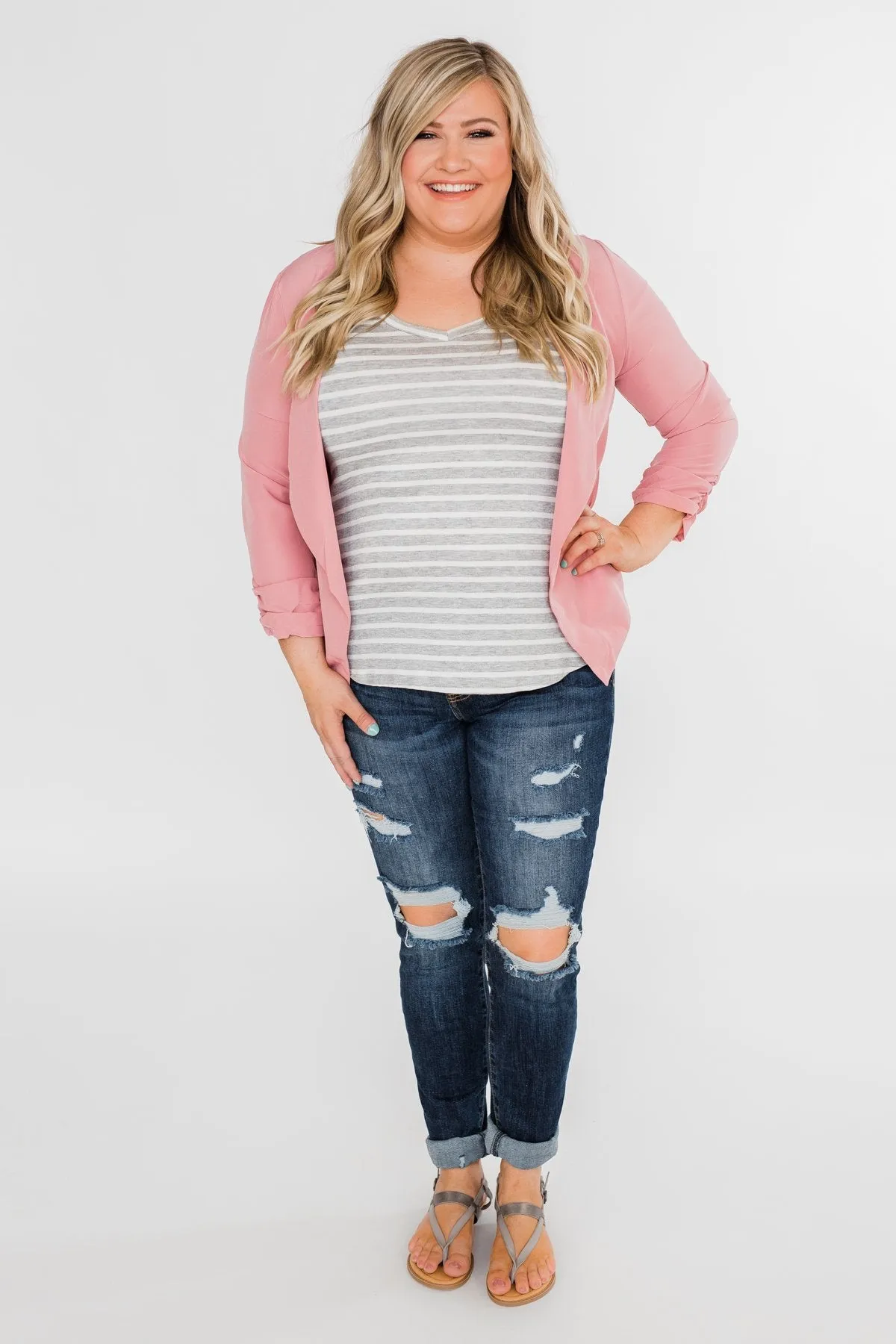 Keep It Professional Blazer- Light Pink