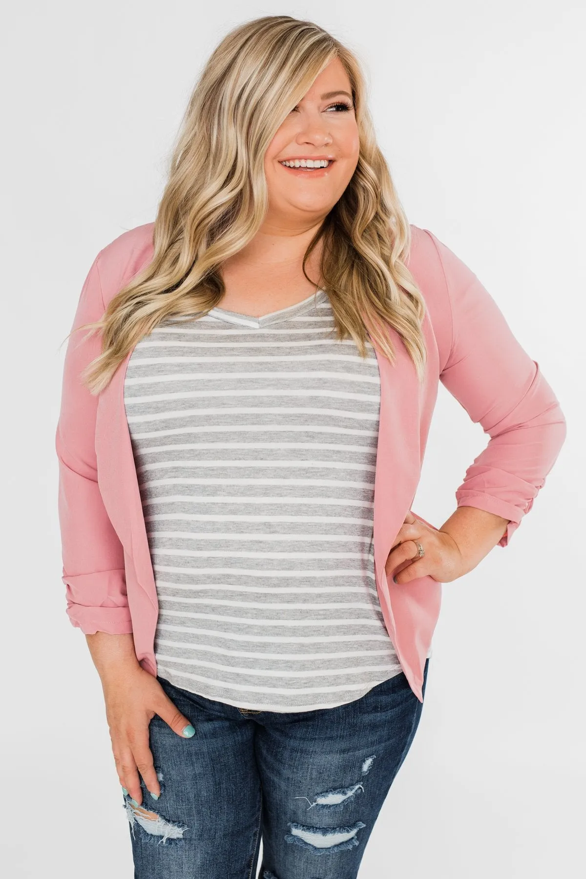 Keep It Professional Blazer- Light Pink