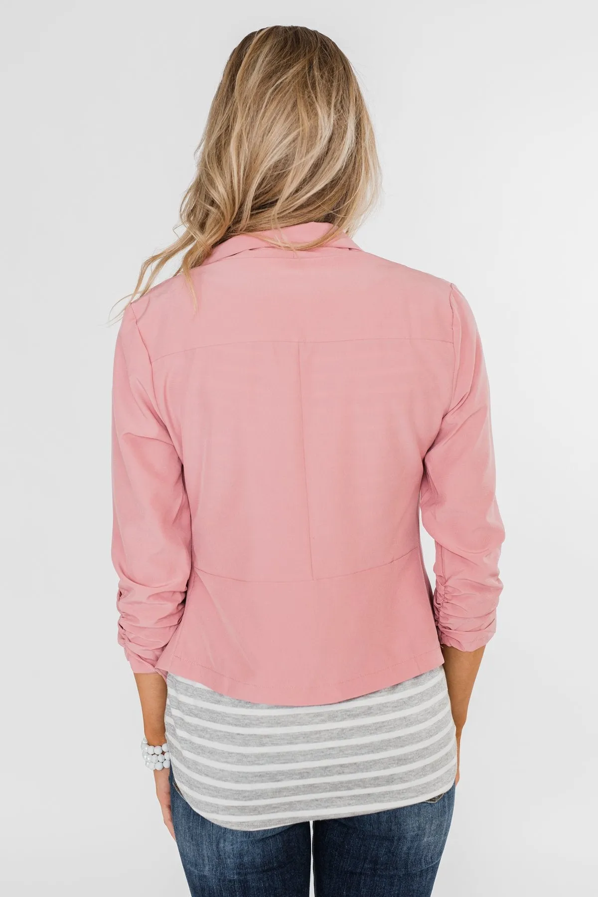 Keep It Professional Blazer- Light Pink