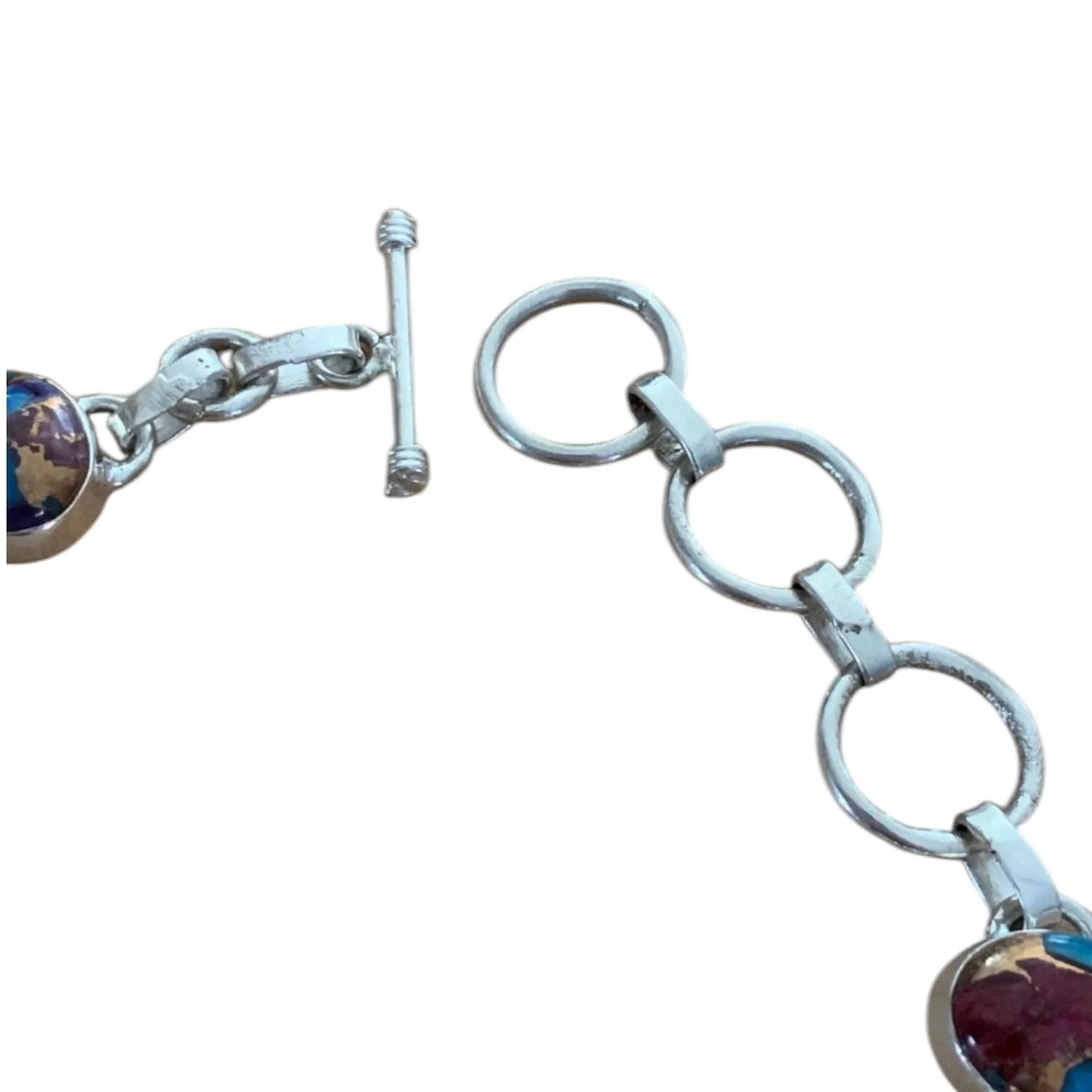 Kingman Pink Dahlia Turquoise Solid 925 Sterling Silver Bracelet