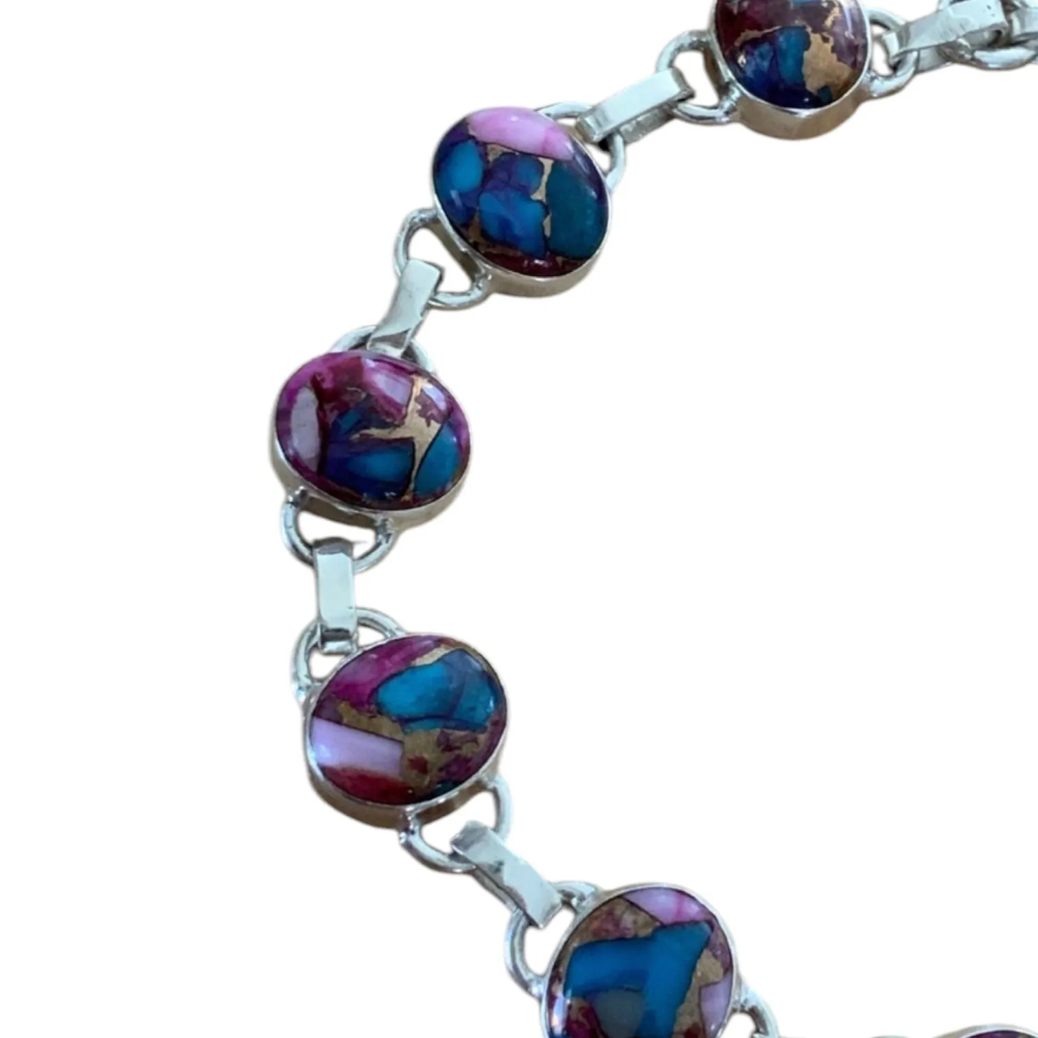 Kingman Pink Dahlia Turquoise Solid 925 Sterling Silver Bracelet