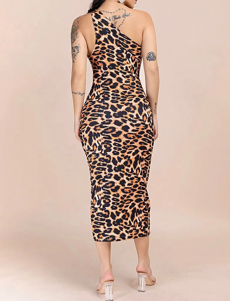 La Capitana Animal Print Midi Dress