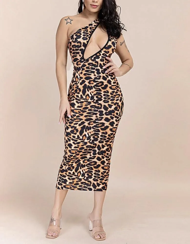 La Capitana Animal Print Midi Dress