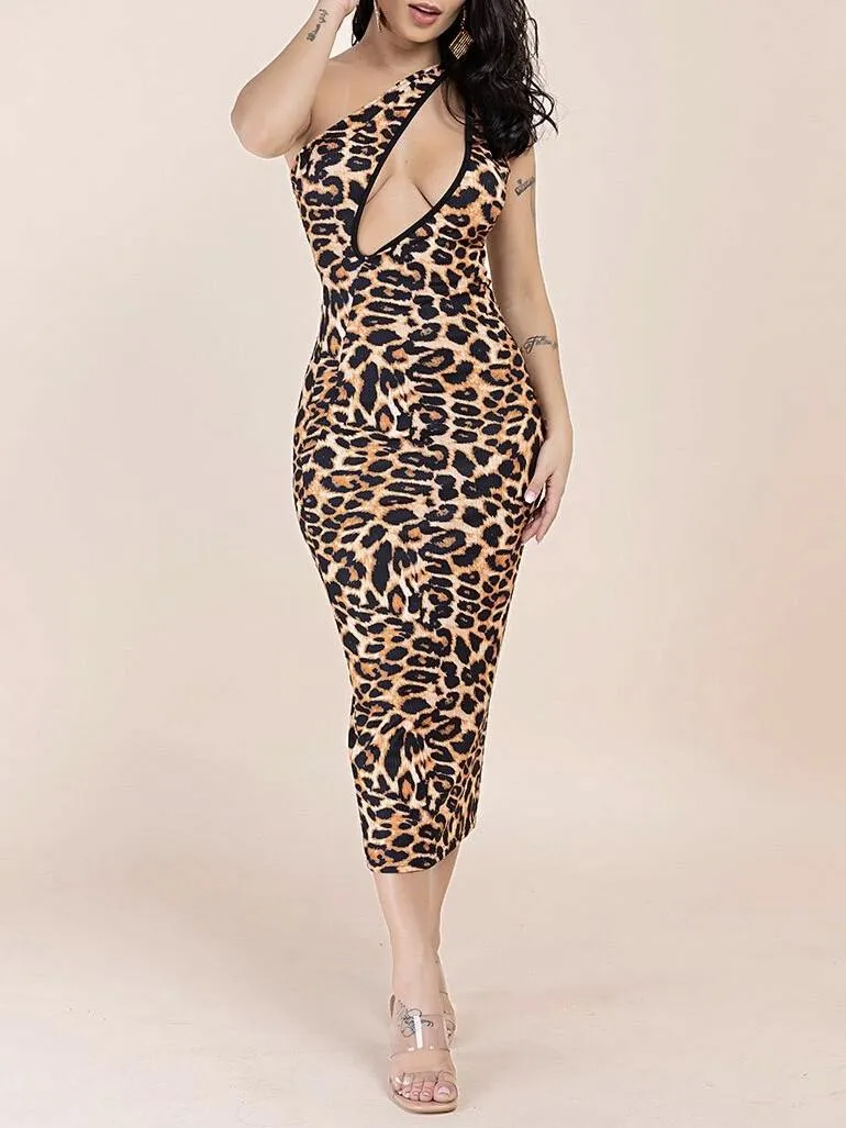 La Capitana Animal Print Midi Dress