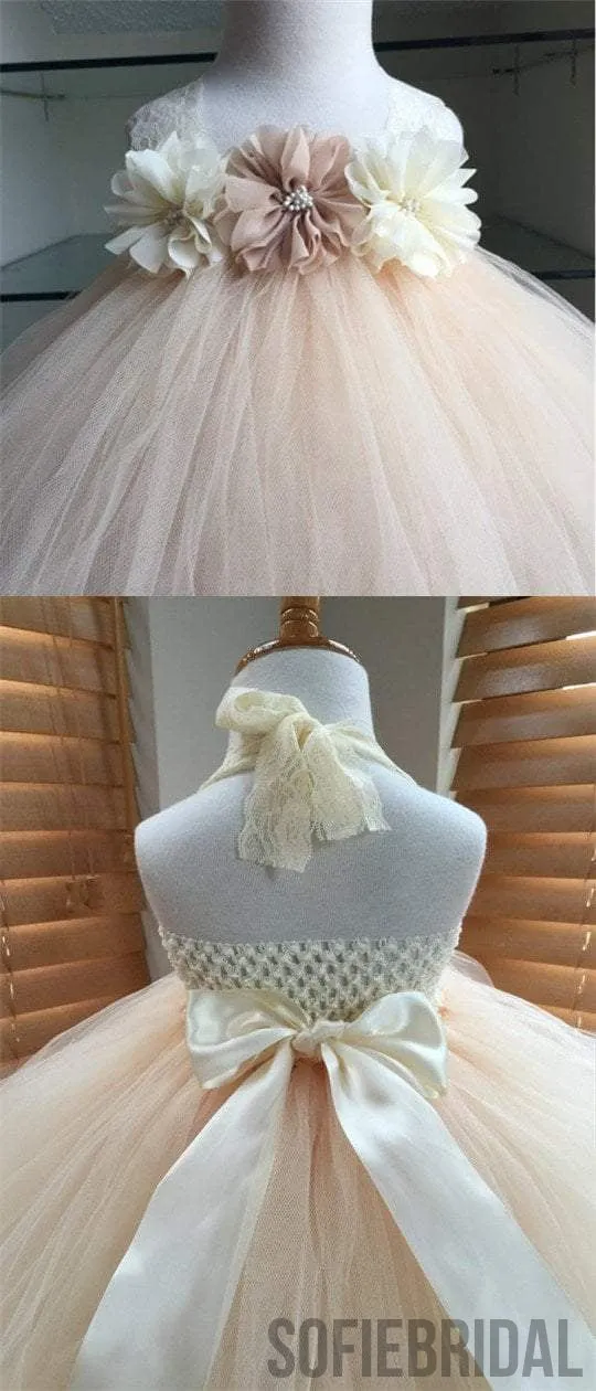 Lace Strap Handmade Flower Pixie Tutu Dresses, Afford Flower Girl Dresses,  FG041