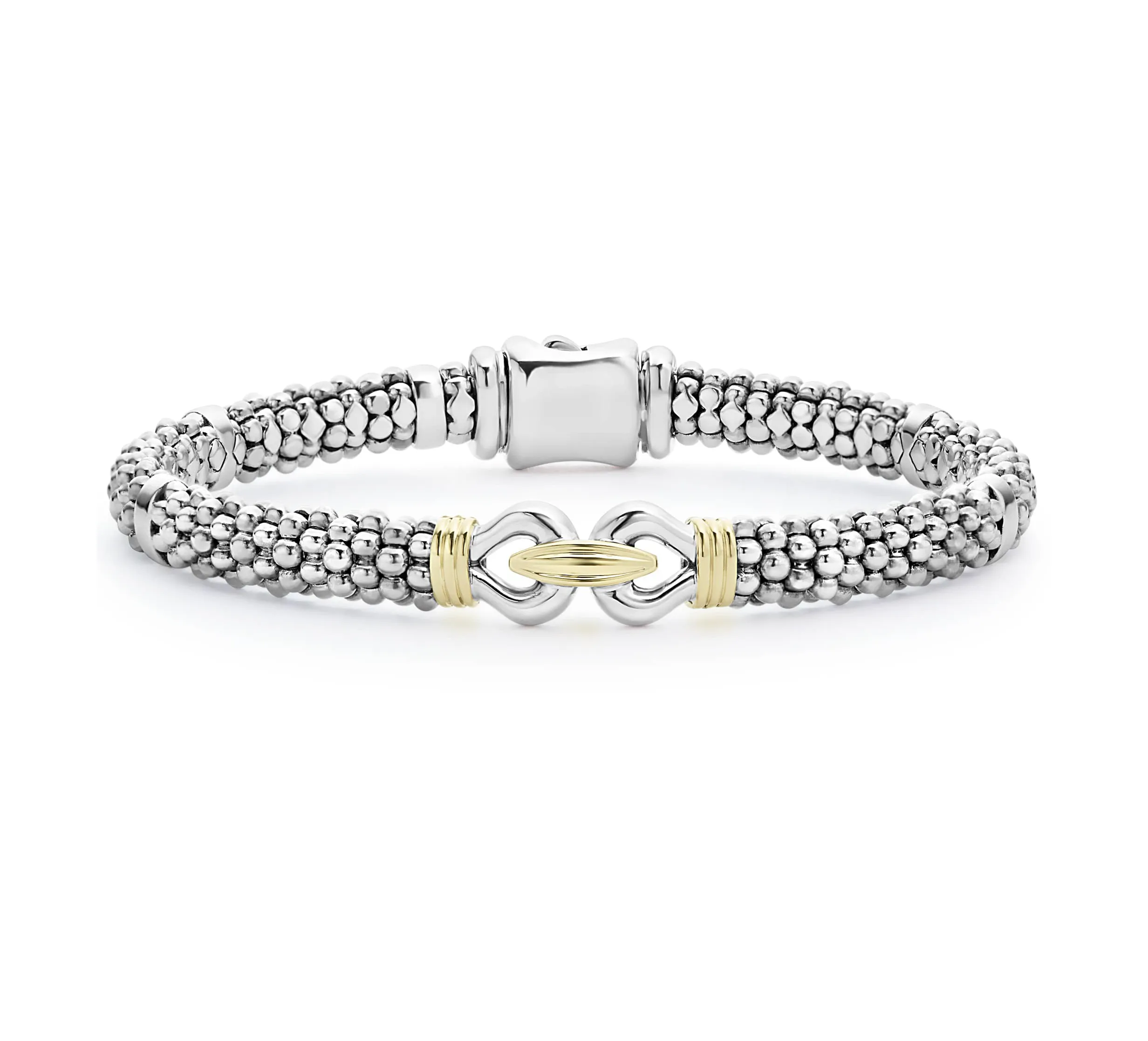 LAGOS Derby 6mm Two Tone Caviar Buckle Bracelet