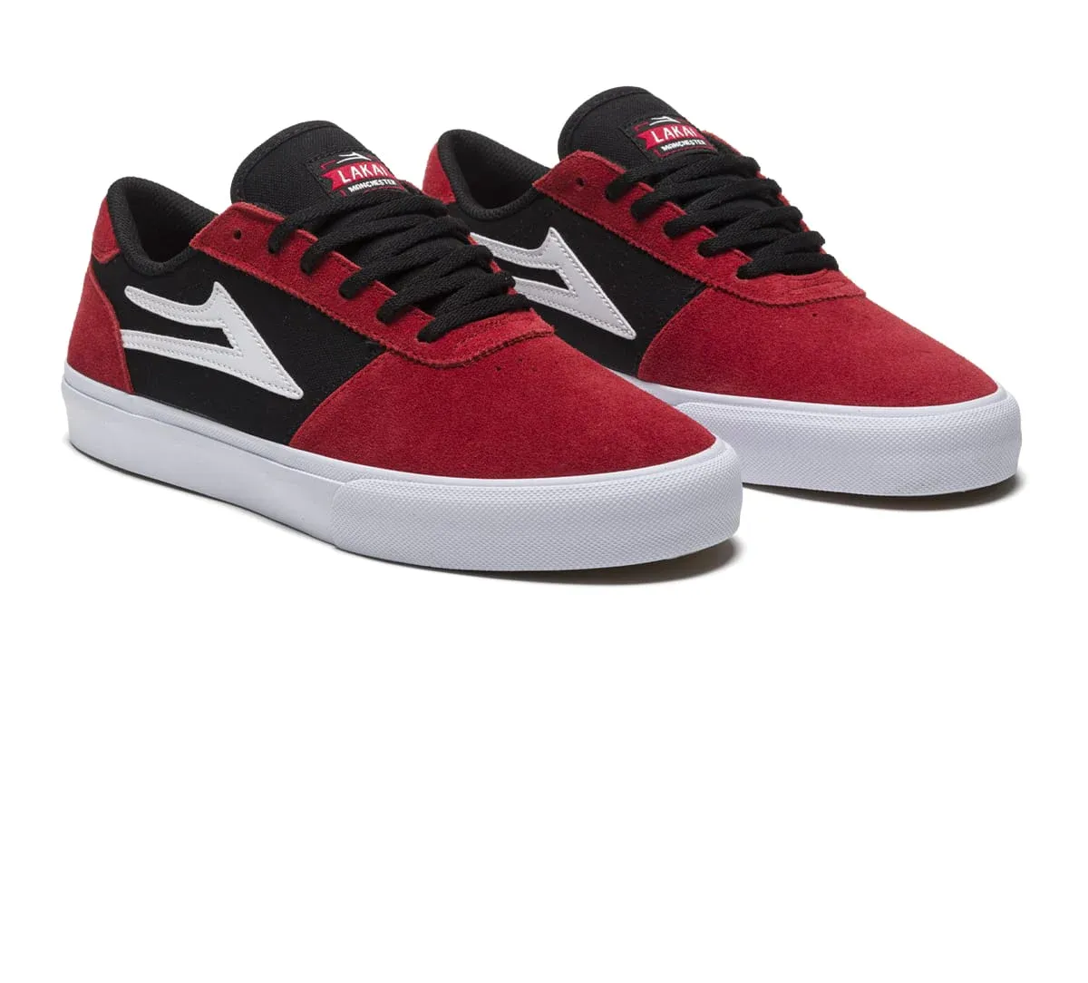 LAKAI SKATE SHOES: MANCHESTER Red/Black Suede. Sizes 8,9,10